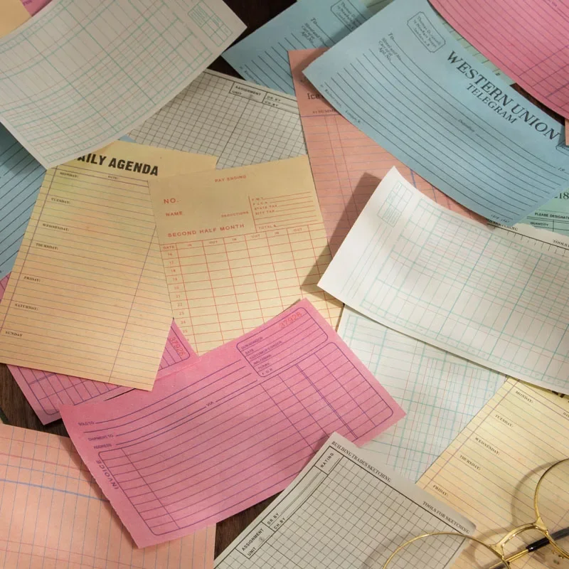 50Pcs Memo Note Book Narrative Chapter Paper bills Material Collage Handbook Message Background DIY Backing Writing