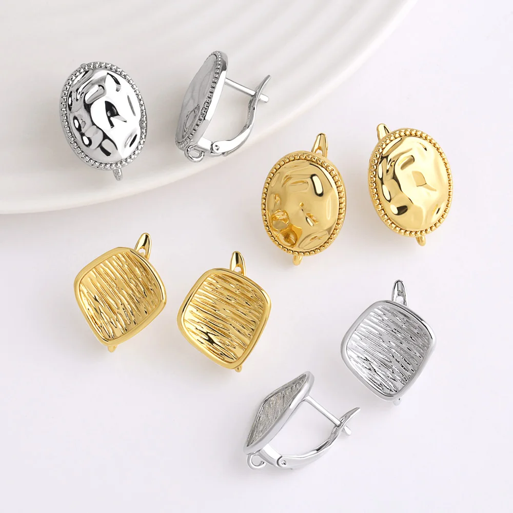 OCESRIO Silver/Gold Color Oval Rectangle Earring Hooks for Earring Making Copper Gold Plated Handmade Jewelry Making erha126