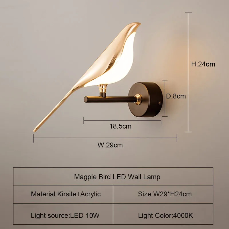 Imagem -05 - Nórdico Moderno Led Lâmpada de Parede Quarto Cabeceira Salão Fundo Decoração Candeeiro Pássaro Iluminação Interior