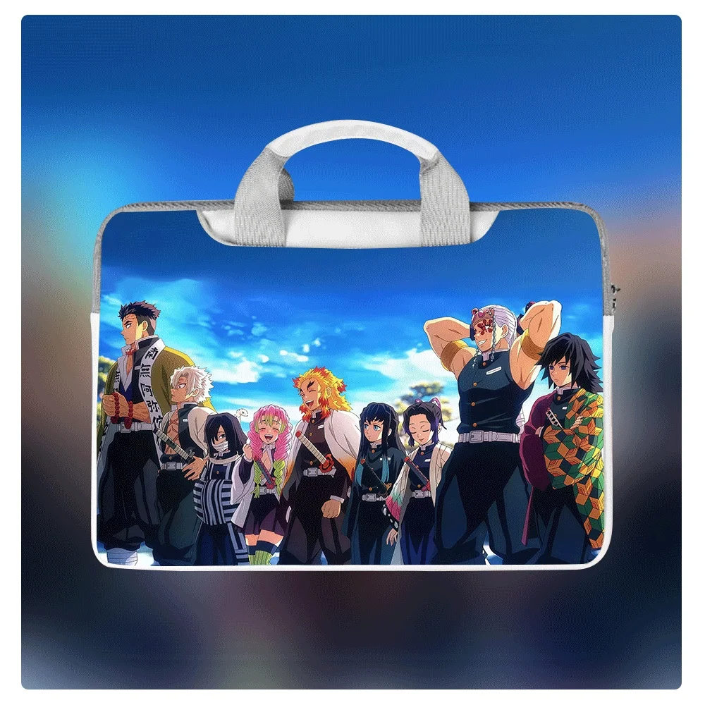 

Anime Peripheral Kimetsu No Yaiba Cute Laptop Bag 12-16 Inch Printed Waterproof and Shockproof PU Leather Shoulder Handbag Gift