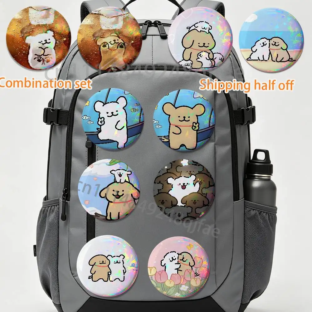

cute Coke Dog Maltese 2 piece set Pins Creativity Printed Pictures Text Metal Lapel Badges Brooches Jewelry Gift