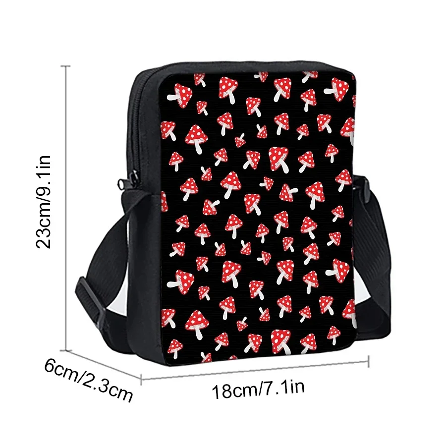 Mushroom Pattern Single Sided Messenger Bag for Boy and Girls Best Gifts 2D Flat Cartoon School Crossbody Bag  for Children view 2