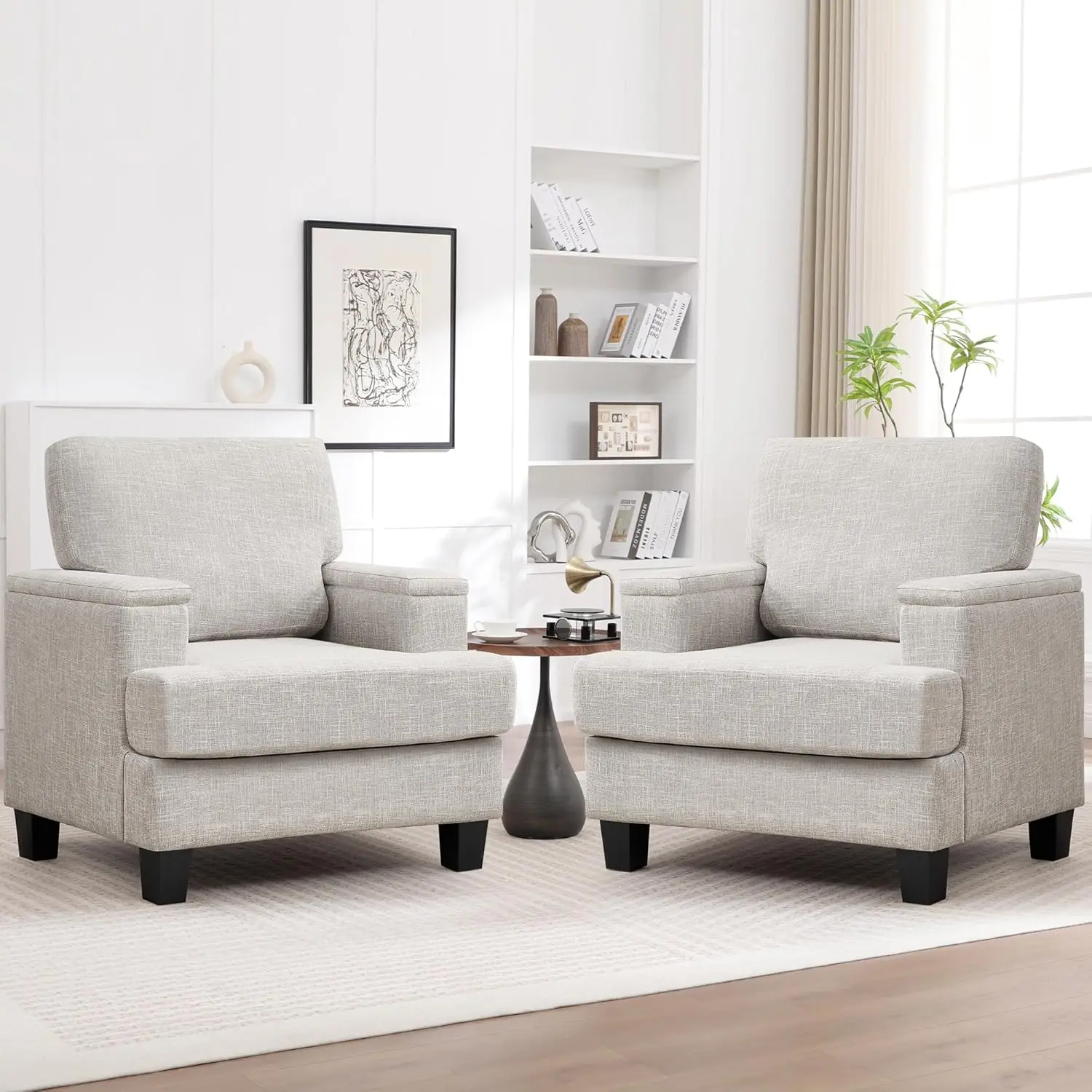 

Комплект из 2 акцентных кресел с подлокотниками и отсеком для хранения, современные мягкие кресла для чтения и гостиной, удобные большие кресла, на заказ