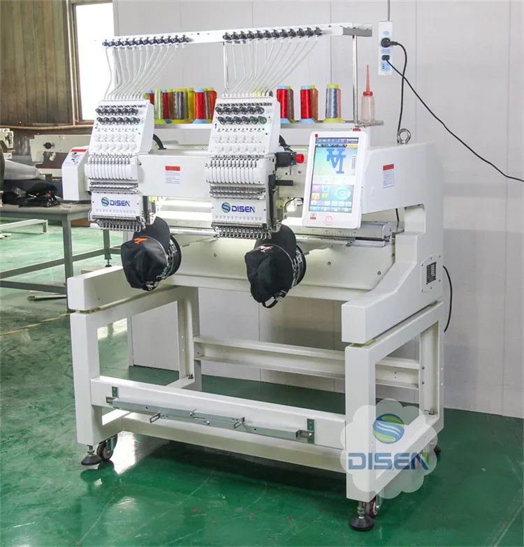 Automatic NEW Professional High Speed 1200rpm Sewing Cap Embroidery Machine    Computerized 2 Head Embroidery Machines