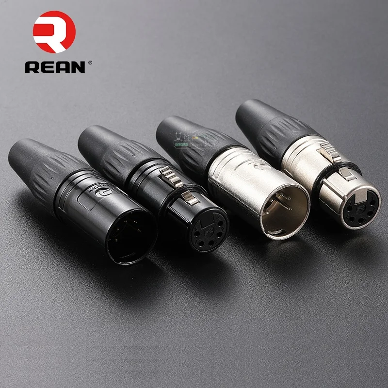 1Pcs REAN gold-plated five-core XLR fever audio male and female plug YS1365N/1375N-BG accessories HIFI