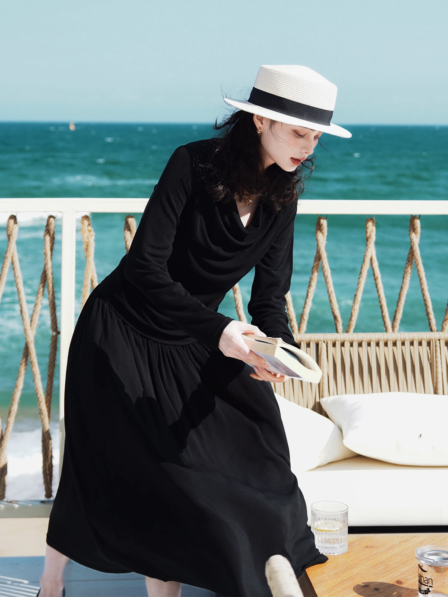 

French Style Long Sleeve Knitted Set Women's Fashion Casual Wear Modal Wool Vest And Skirt Ensemble Spring Season Loose Neck