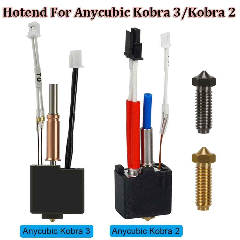 Print Head For Anycubic Kobra 3 Kobra 2 Kobra 2 Neo Pro Plus Max 3D Printer Parts 24V 60W Hotend Kit Brass Hardened Steel Nozzle