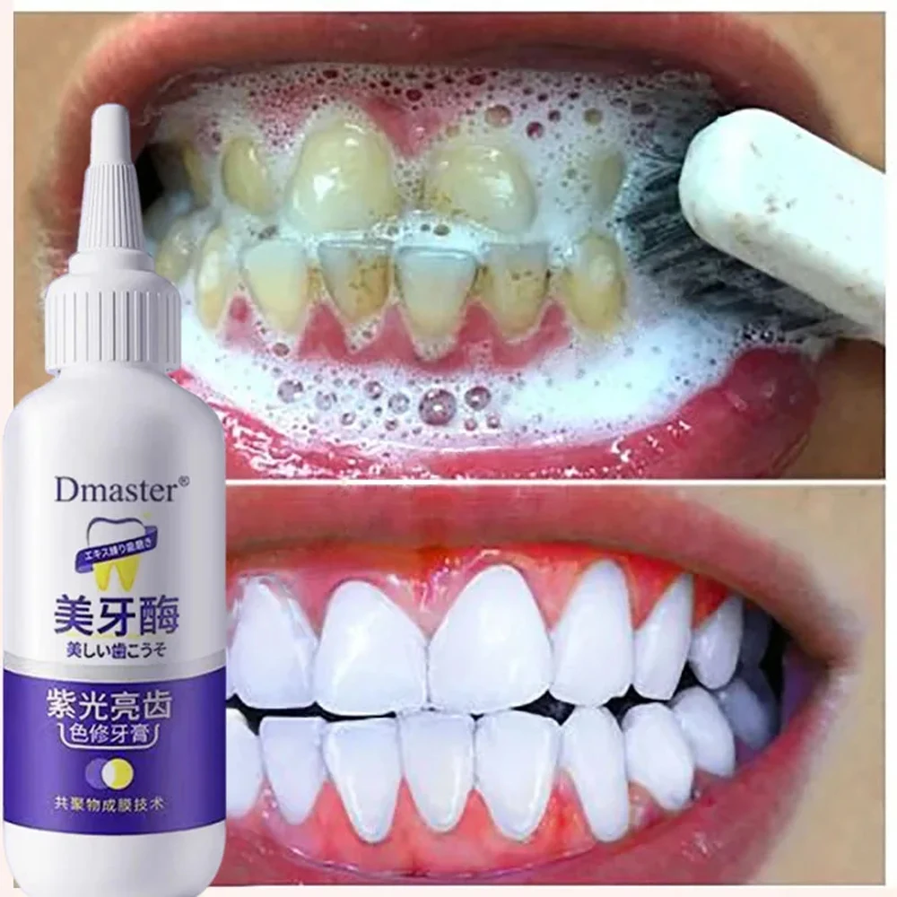 

V34 Teeth Whitening Toothpaste Enzyme Remove Plaque Stains Oral Hygiene Bleaching Cleaning Dental Tools Fresh Breath Beauty Care