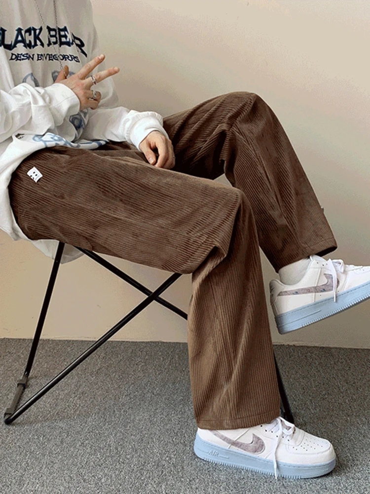 

Вельветовые брюки Browan прямого кроя для мужчин, на флисовой подкладке, в американском ретро-стиле, осенне-зимние, модные, в стиле High Street