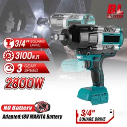 3100NM Brushless Impact Electric Wrench 3/4 inch Cordless Wrench 588VF Battery Handheld Power Tool For Makita 18v Battery