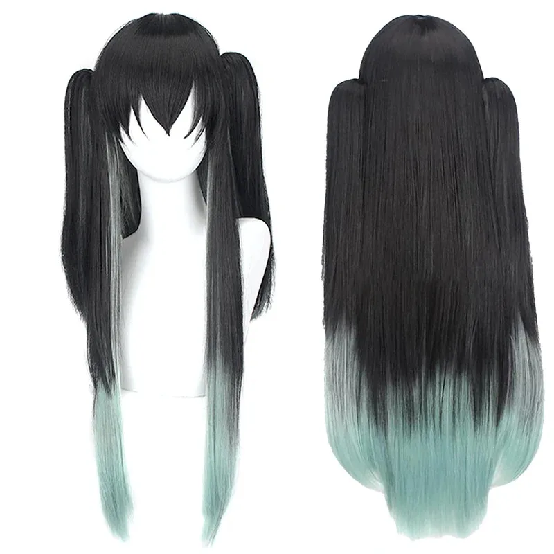 

COSda@Anime Tokitou Muichirou Cosplay Wigs Character Accessories Headwear Wigs Heat Resistant Synthetic Black Green Long Straigh
