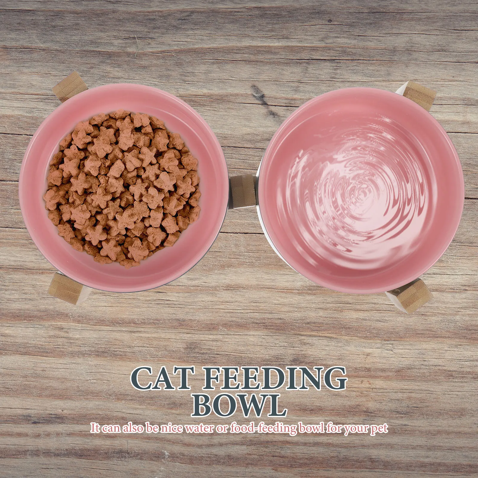 

1 set 1 Set Of Pet Feeding Durable Anti-Slip Cat With Stand Large Capacity Pet Food Bowl Reusable Floor Cat Bowl For