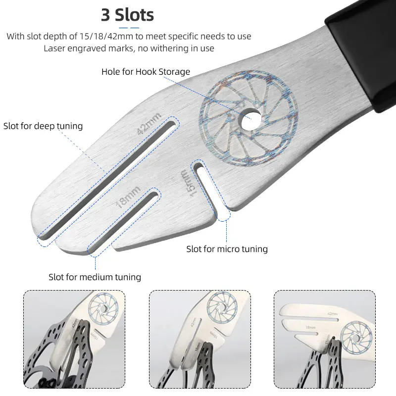 Bicycle Disc Brake Rotor Truing Alignment Tool With 15mm 18mm 42 mm Slots MTB Bike Brakes Pad Adjustment Stainless Steel Wrench
