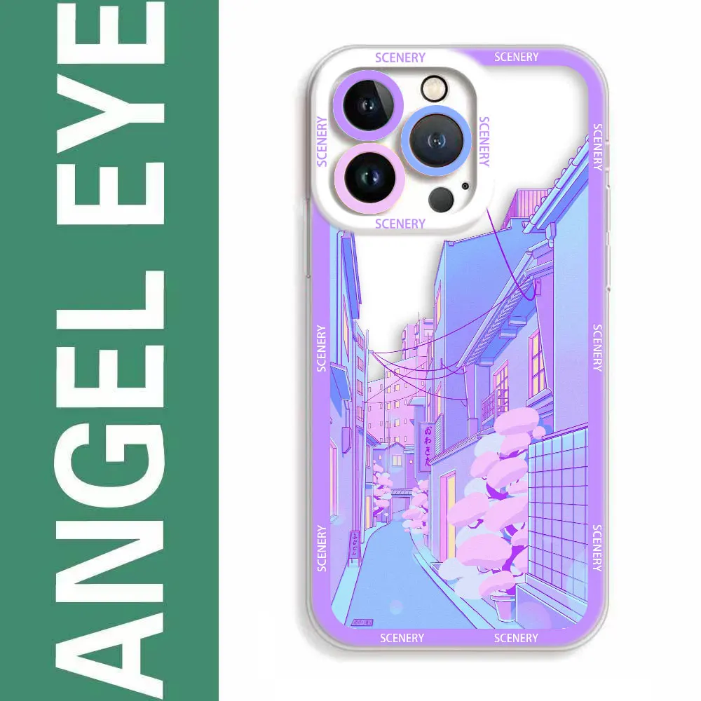 Cover Clear Case For Samsung S25 A04 A05 A05S A11 S10 S20 S21 S22 S23 S24 FE PLUS ULTRA 5G Case City View Avenue Cherry Blossoms