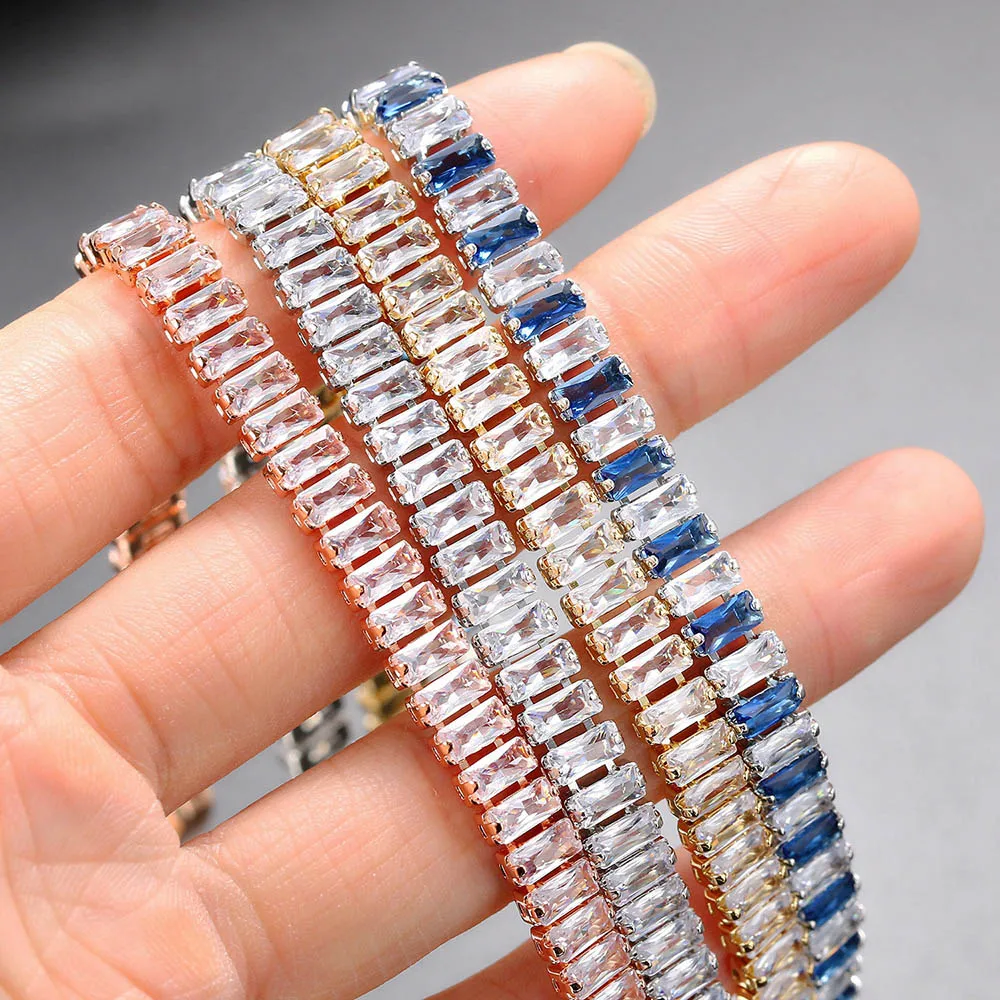 Iced Out Zircon Tennis Bracelet For Women Luxury Crystal Bracelets Men's Hand Chain Hippie Trendy Accessories Jewelry Gifts H167