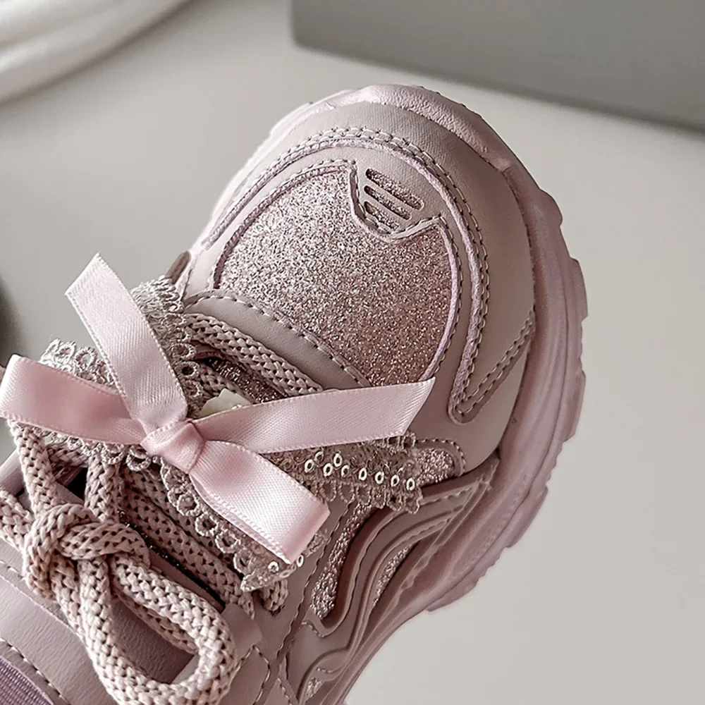 

Fashionable Korean Style Sport Shoes Girls Bow Elegant Teenager Girl Sneakers Lightweight Outdoor Running Breathable Shoes