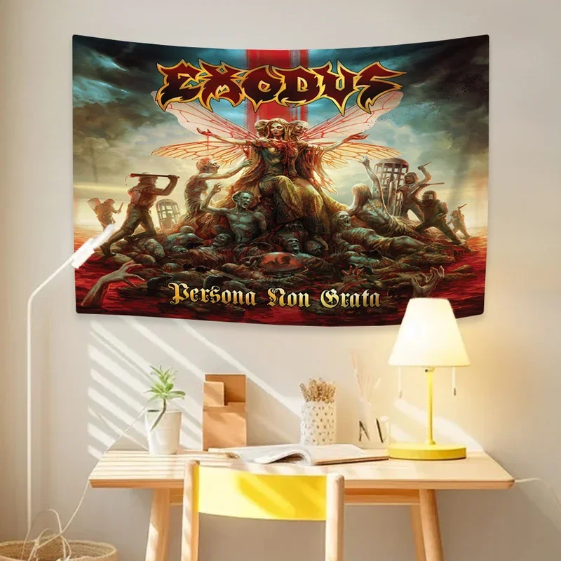 Classic Rock Music Tapestry E-Exodus Metal Band Home Decor Bedroom Dorm Background Sofa Blanket Concert Decor Party Backdrop # 0