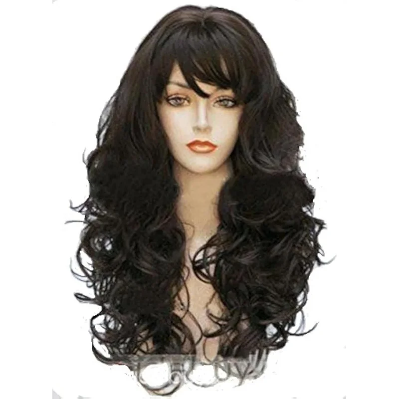 

Brand New Women's Long Natural Dark Brown Wavy Full Wig24Inch