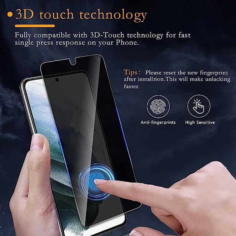 Anti Spy Tempered Glass For Samsung Galaxy S24 S23 Ultra Privacy Screen Protector S22 S21 Plus Note 20 5G Fingerprint Unlock