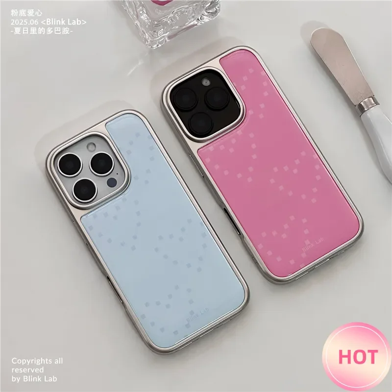 

Чехол для телефона с сердечками, сине-розовый, с гальваническим покрытием, из смолы, для iPhone 17 Air, 16, 15, 14, 13, 12, 11 Pro Max, 15 Plus, противоударный, в стиле Y2K