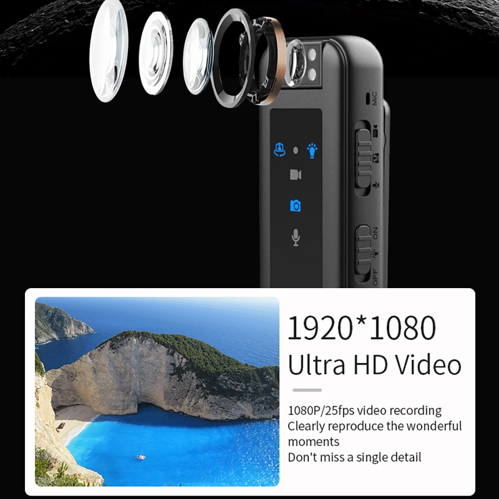 HD1080P Mini Camera Full HD Night Vision Camera Invisible Motion Camera Portable Outdoor Digital Video Recorder Back Clip Camera