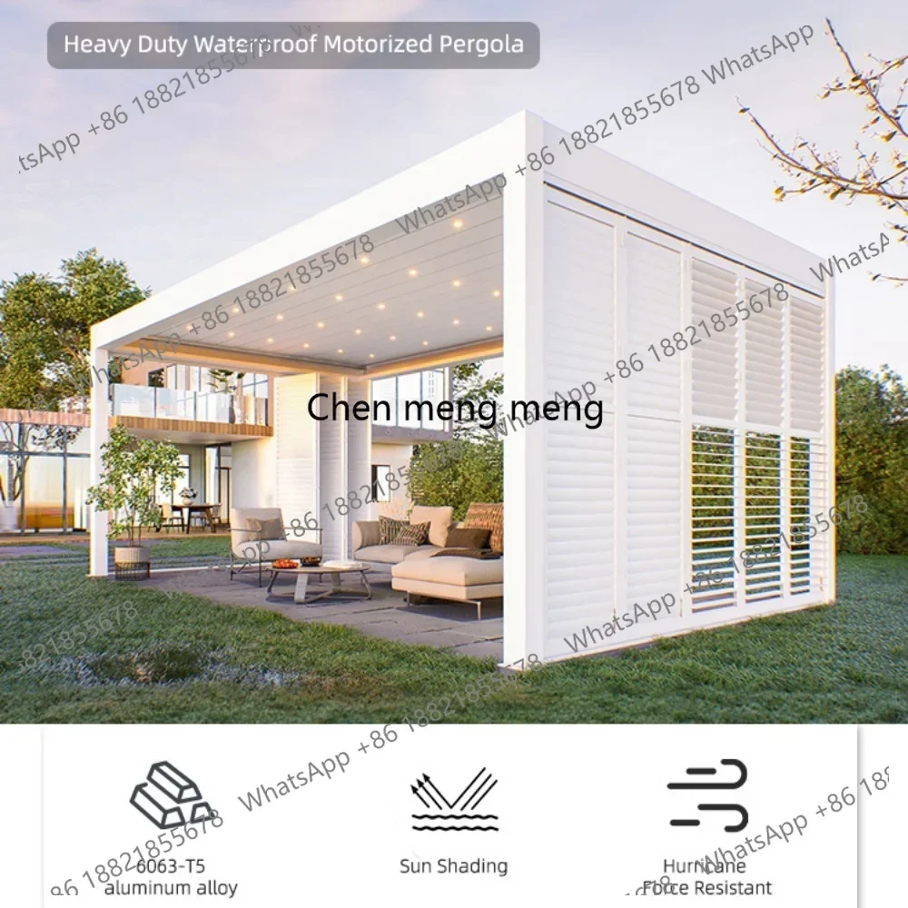 D182Motorised Outdoor Aluminum Gazebo customized size Modern Aluminium Louvered Roof Bioclimatic Pergola for Sunshade