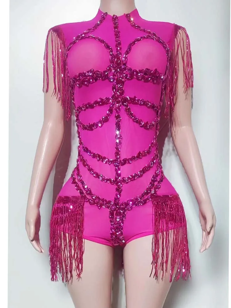 Wysokiej jakości kombinezon elastyczny z frędzlami i hot stampingiem, nowa moda 2025, odzież damska na zamówienie.