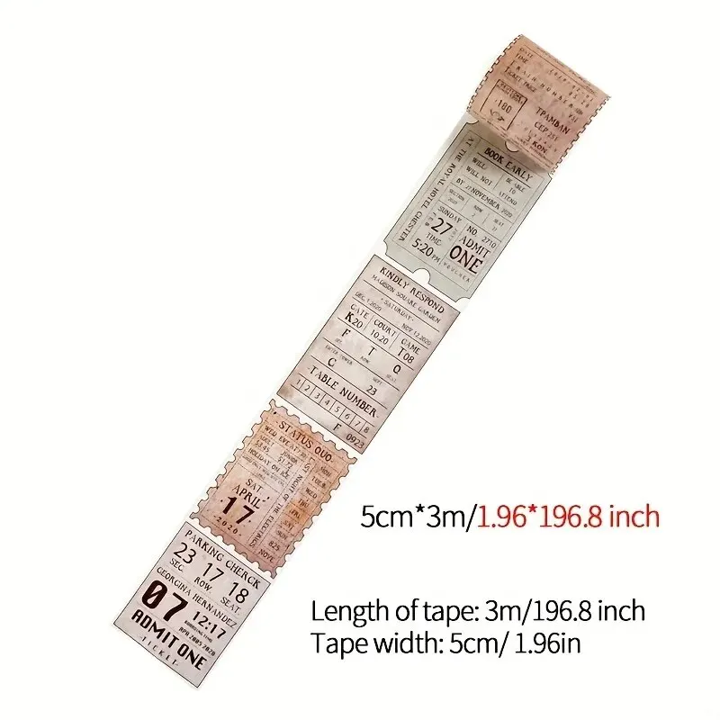 1roll Vintage Poems Ticket Letters Plants Washi Tape Decorative Adhesive Tape Decora Diy Scrapbooking Sticker Label