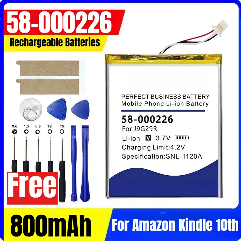 

800mAh for Amazon Kindle 10th J9G29R B07DLPWYB7 53-014490 58-000226 Bateria + Tools