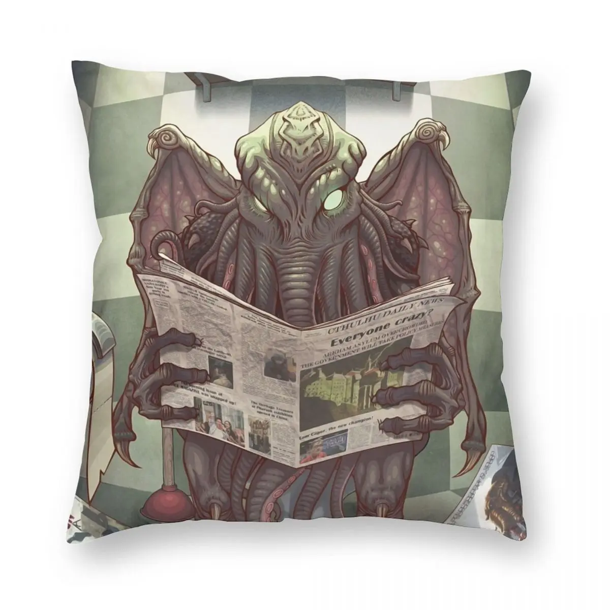 Funny Cthulhu Poop Pillowcase Printed Polyester Cushion Cover Decoration Lovecraft Monster Pillow Case Cover Seat Square 18''