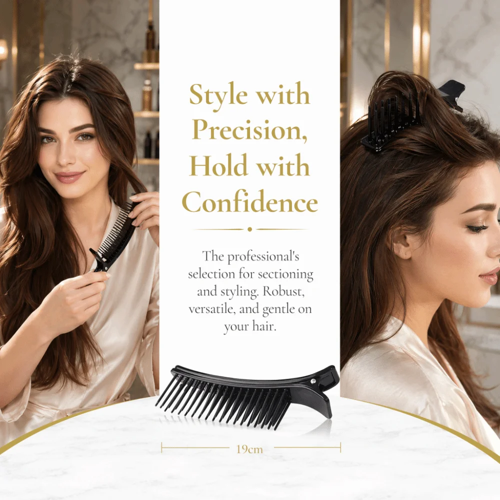 2PCS Durable Hair Sectioning Clips Efficient Multi-function Hair Styling Clips Portable Black Salon Hair Clips For Hairdressers