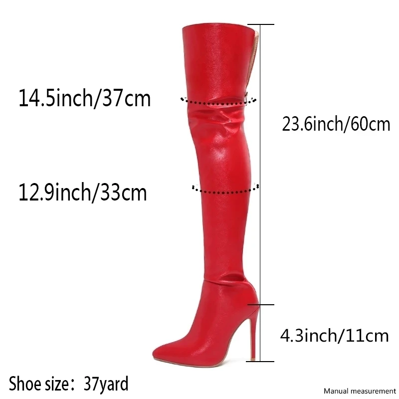 Big Size 46 Women's Boots High Heel 11cm Over Knee Boots Back Zipper Fashion Personality Boots