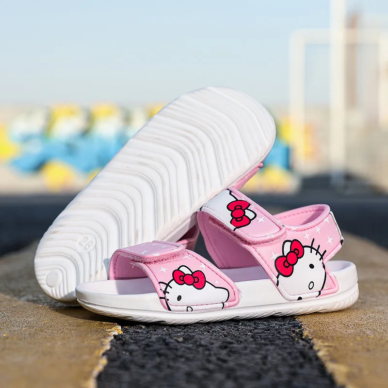 

Kawaii Hello Kittys Cartoon Baby Boys Sandal Summer Non-slip Beach Shoes Kids Girl Waterproof Children Breathable Slippers