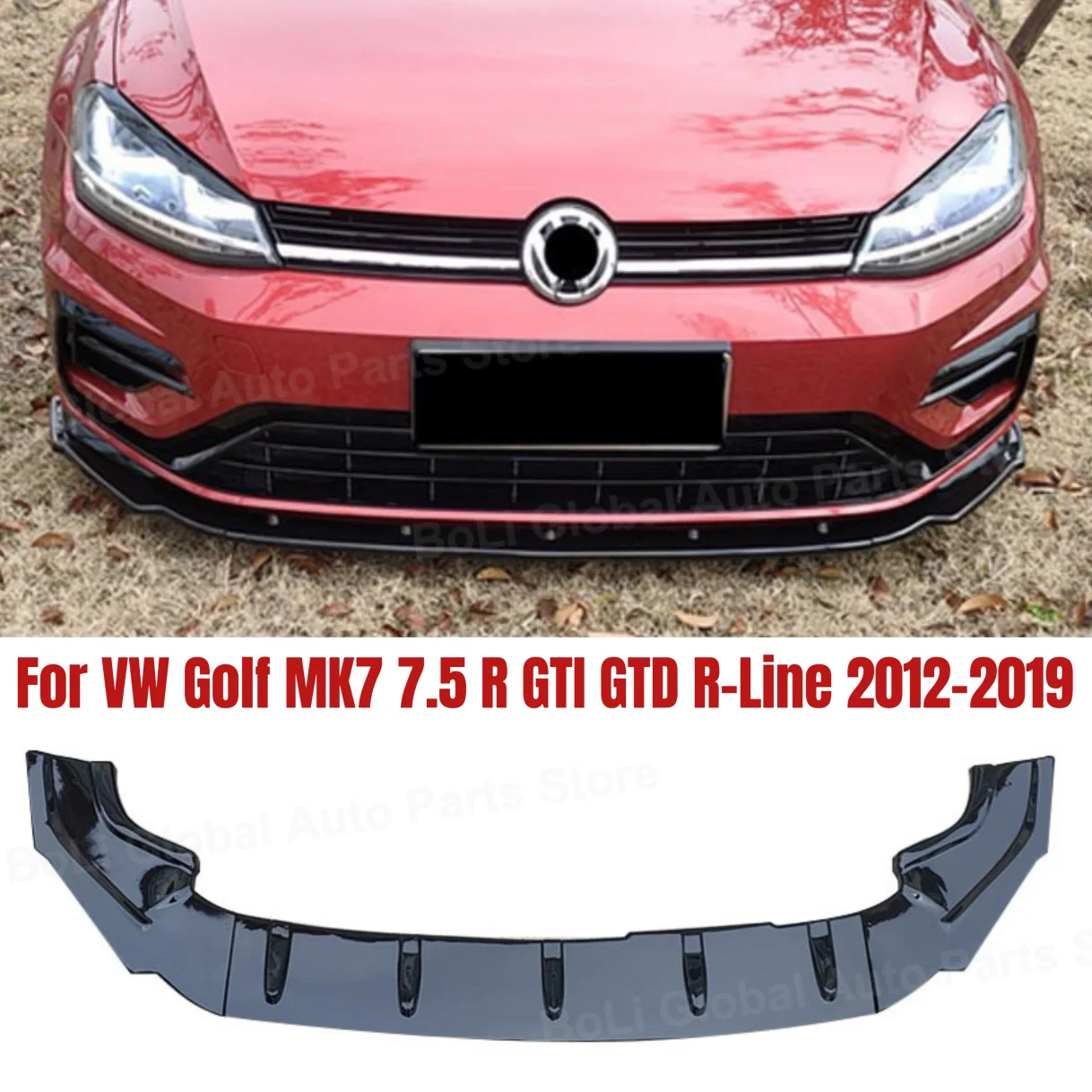 3Pcs For Volkawagen Golf MK7 MK7.5 R GTI GTD R-Line 2012-2019 Maxton Style Front Bumper Splitter Lip Spoiler Diffuser Body Kit