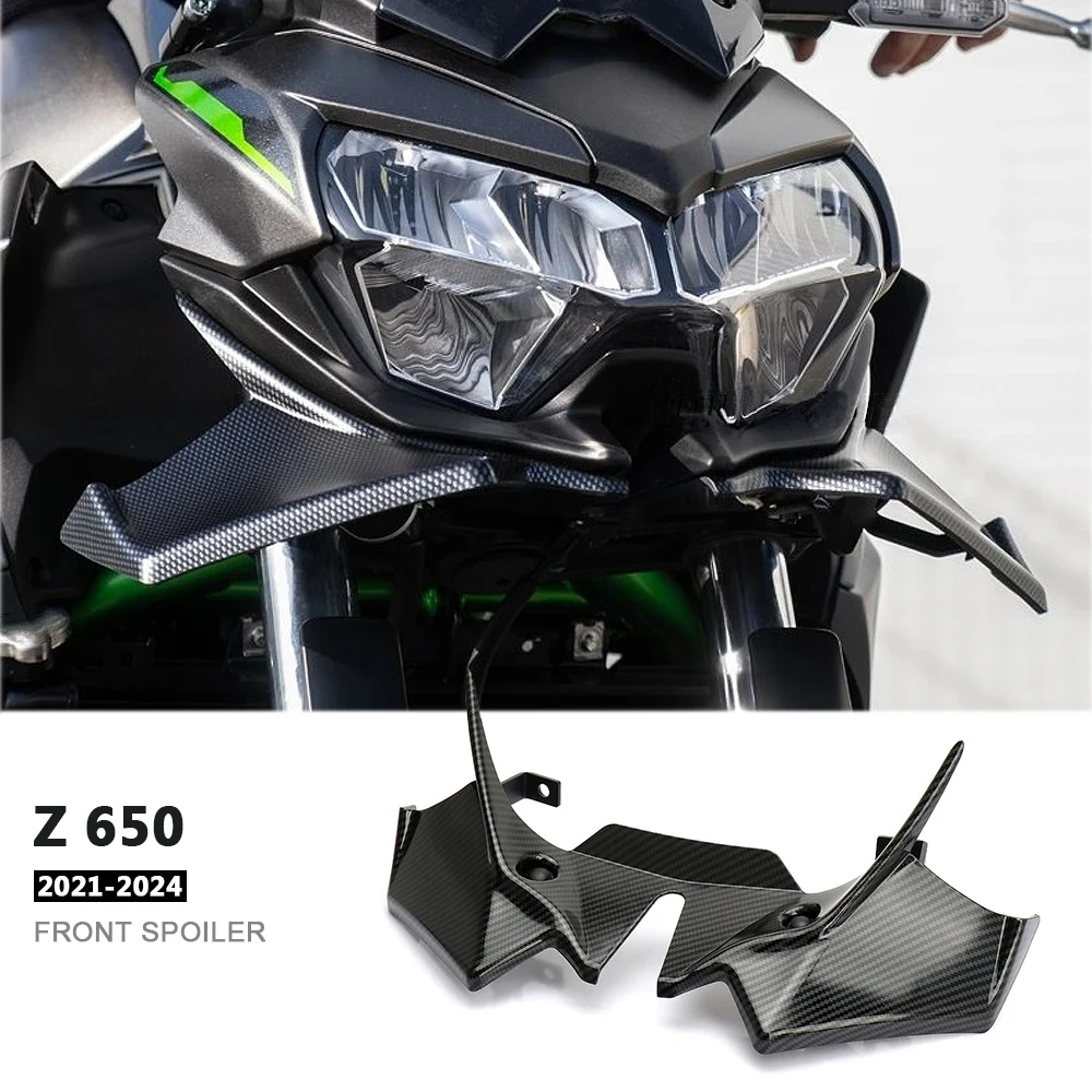 

For Kawasaki Z650 Z 650 2021-2025 Motorcycle Front Spoiler Winglets Aerodynamic Fairing Wing Front Lower Fairing Chin Spoiler