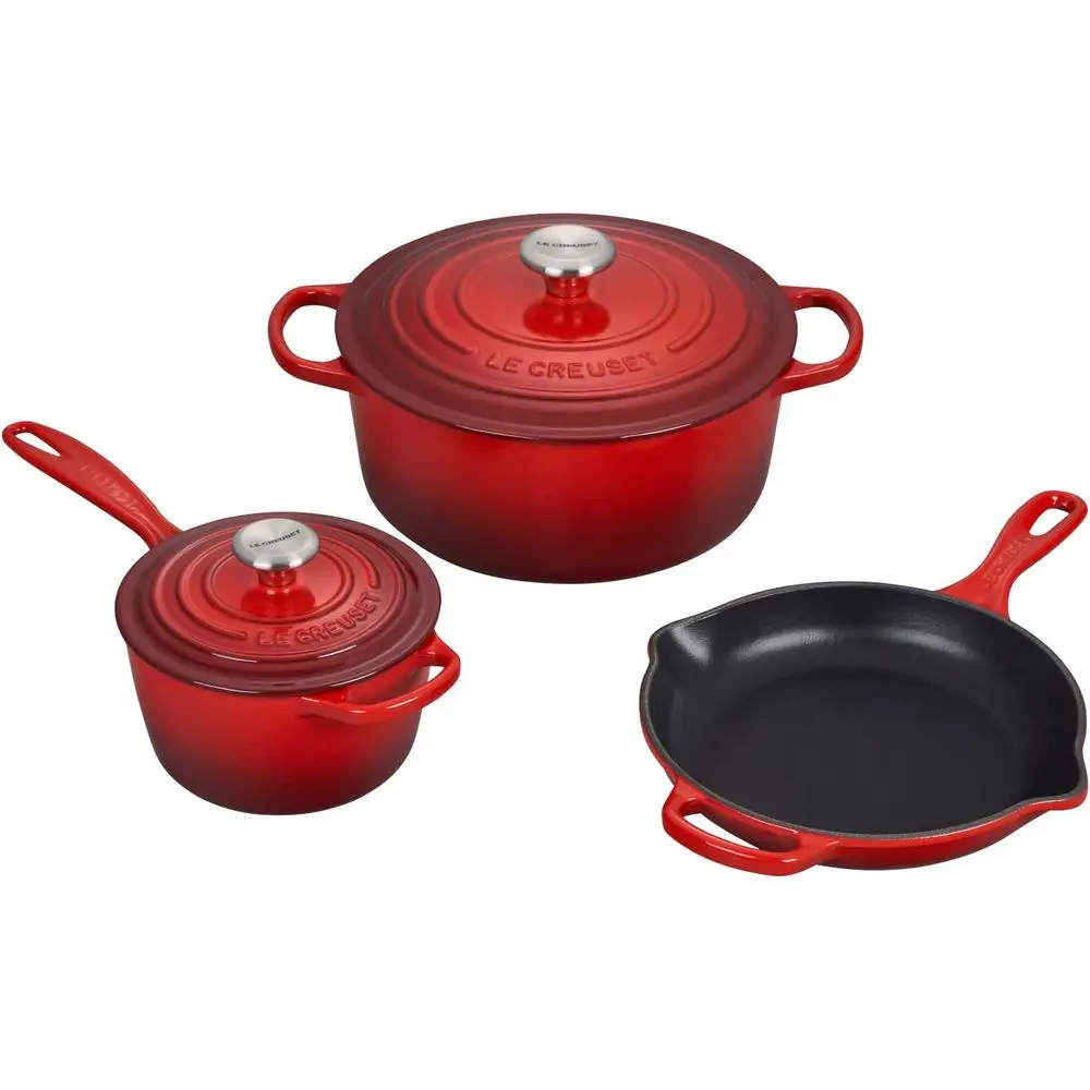 

Enameled Cast Iron 5-Piece Cookware Set with Stainless Steel Knobs