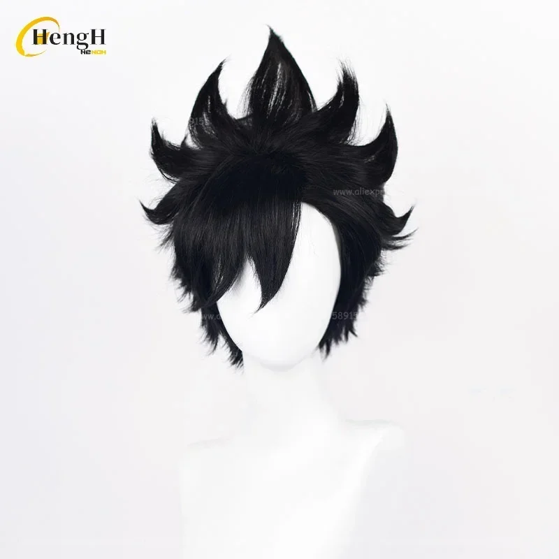 Wig Sintetis Anime Tetsurou Kuroo Kualitas Tinggi Wig Cosplay Hitam Pendek 30Cm Wig Uniseks Pesta Rambut Tahan Panas + Topi Wig Gratis