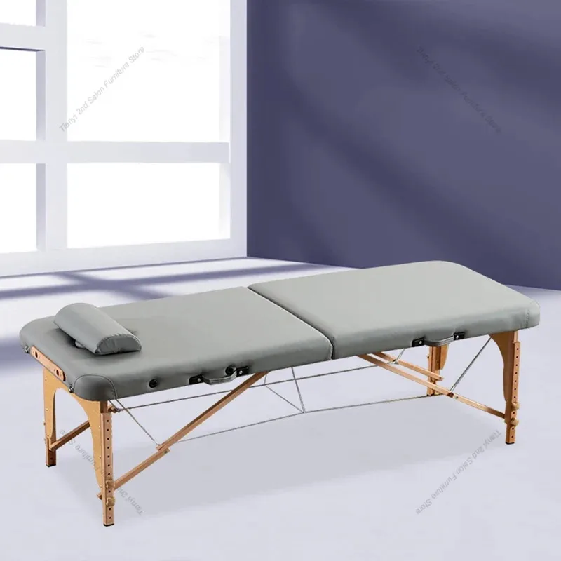 Folding Tattoo Face Massage Bed Beauty Wooden Portable Knead Comfort Massage Table Speciality Lit Pliant Beauty Furniture