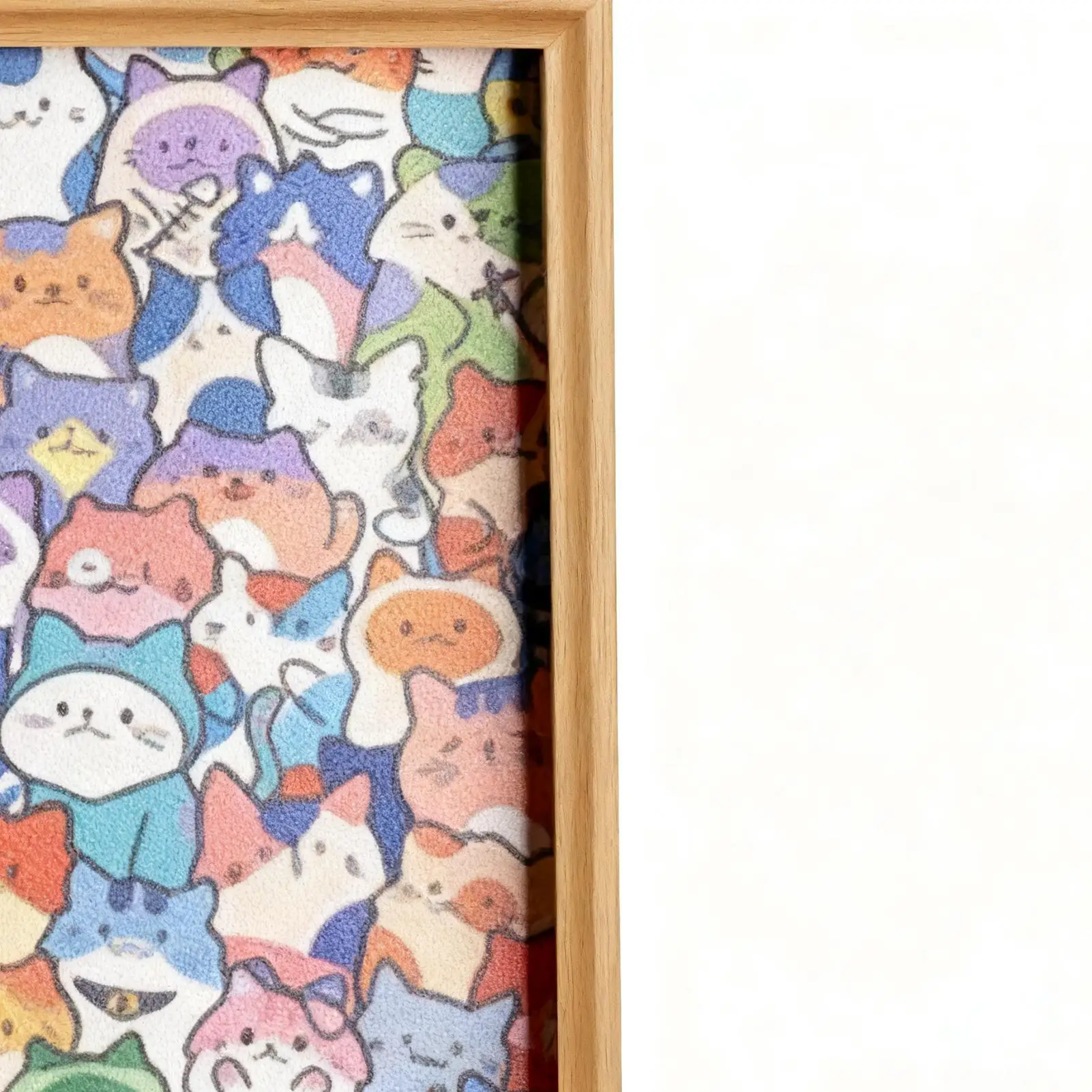 ตัวต่อจิ๊กซอว์ไม้รูปแมว สามารถระบายสีได้ ชิ้นส่วนตัวต่อรูปทรงแปลกตา เกมระบายสีการ์ตูนลูกแมว พร้อมปากกา 36 สี