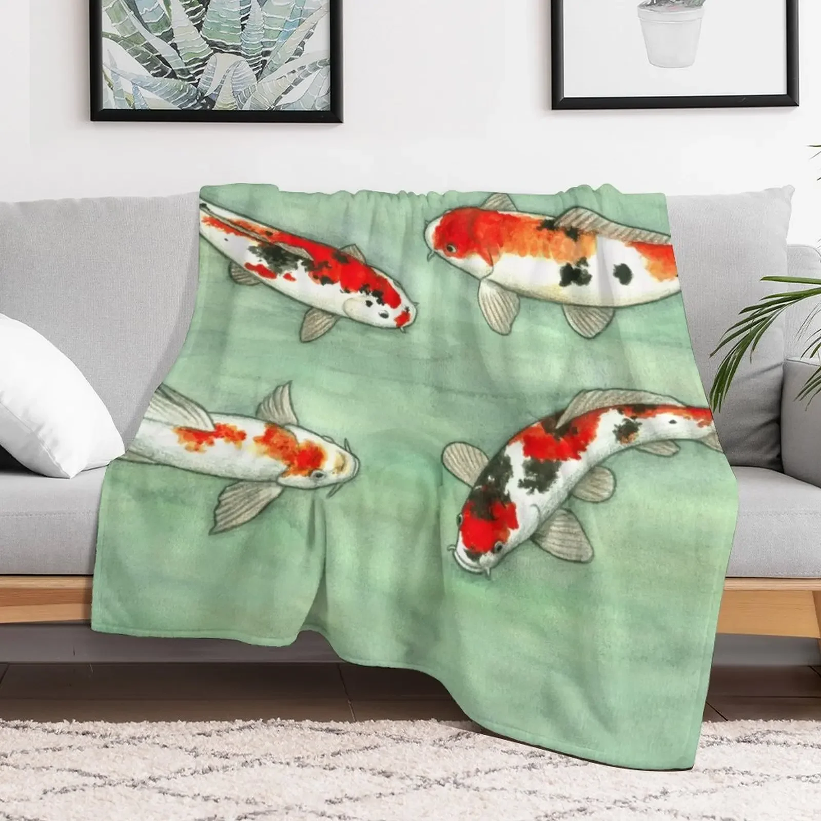 La ronde des carpes koi Throw Blanket warm winter Bed linens Decorative Sofa for winter Blankets