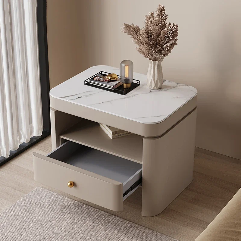 Factory Direct 2026 Aesthetic Luxury Bedside Table Italian Style Storage Design Bedside Tables With Drawers Mesitas De Noche Bed