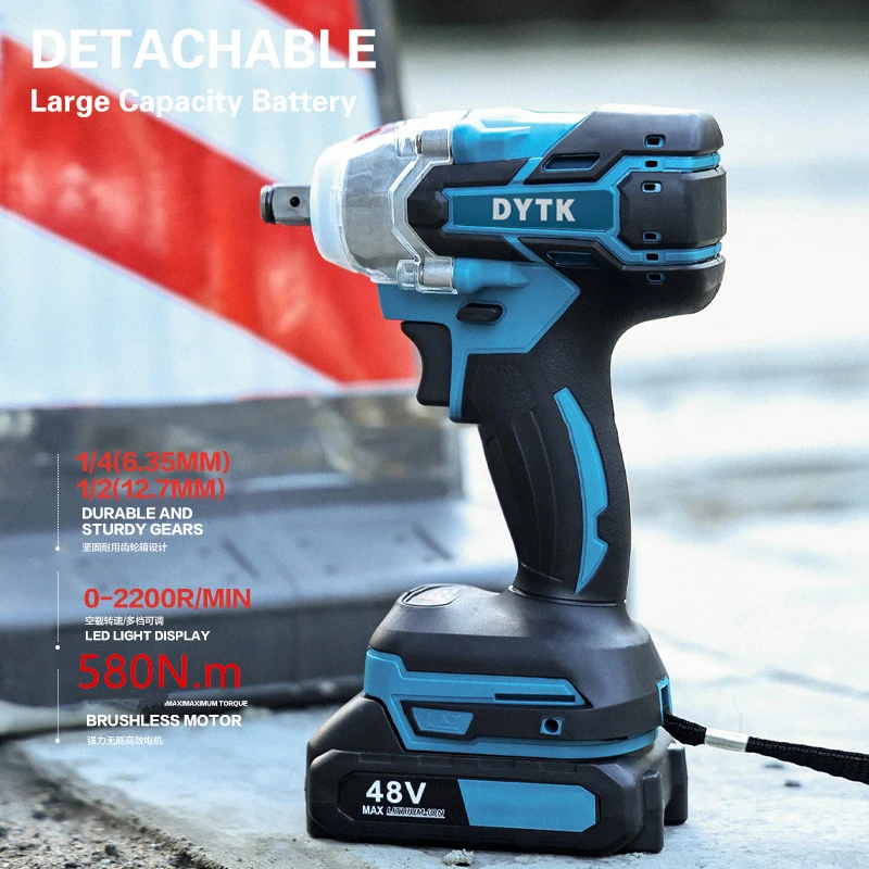 

Cordless Electric Impact Wrench 1/2" Brushless Electric Wrench Hand Drill Socket Power Tool For MT Socket 18-21V Battery