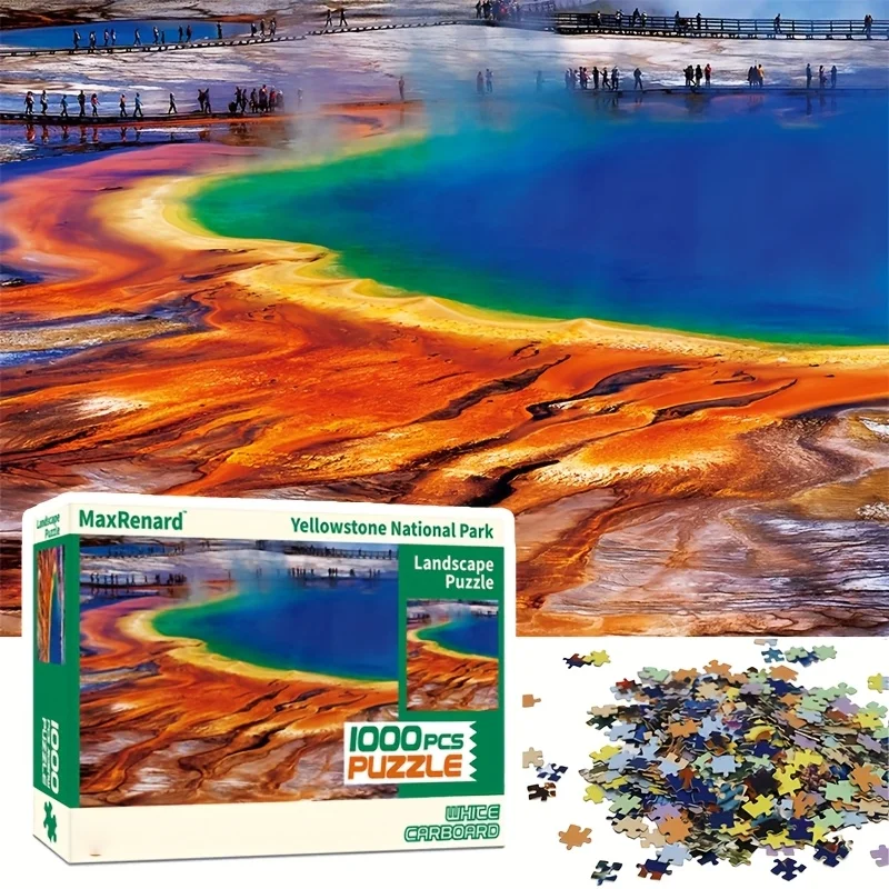 

49x6bcm high quality Premium 1000pcs Yellowstone National Park Jigsaw Puzzle for Adults 2mm Thick White Cardboard