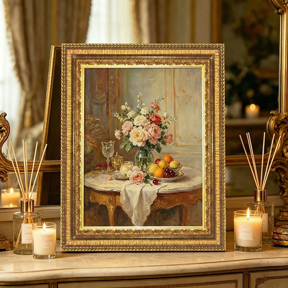 2 Pack Ornate Gold Picture Frames With Mat Vintage Photo Frame Set