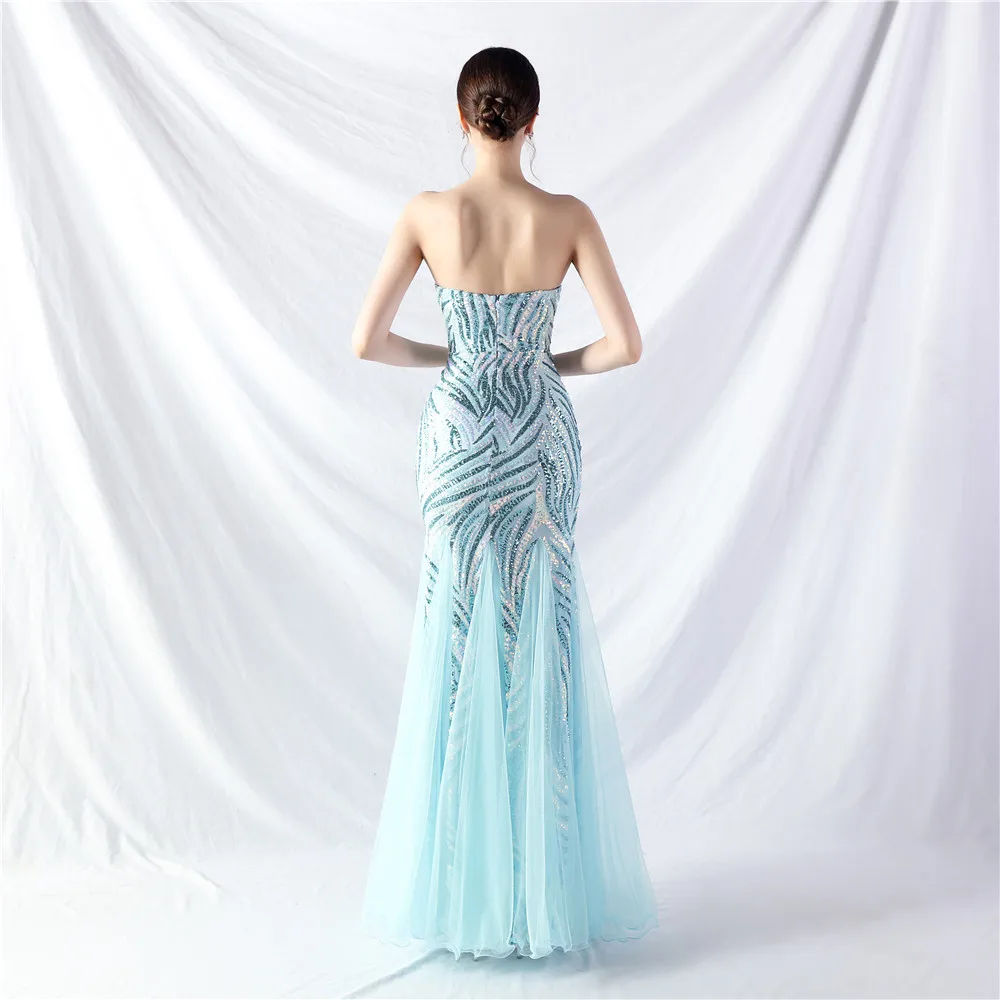 DEERVEADO Luxury Beading Evening Dress for Woman Elegant Mermaid Sequins Formal Occasion Dress Prom Party Dresses