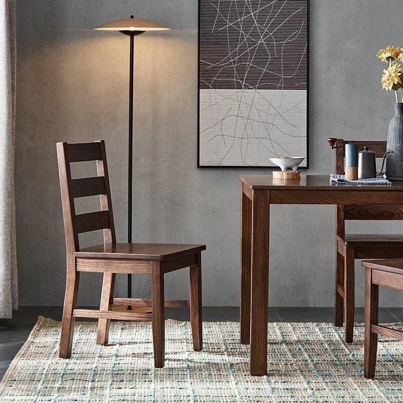 Sedie da pranzo moderne per mobili da sala da pranzo in legno massello di quercia in stile minimalista