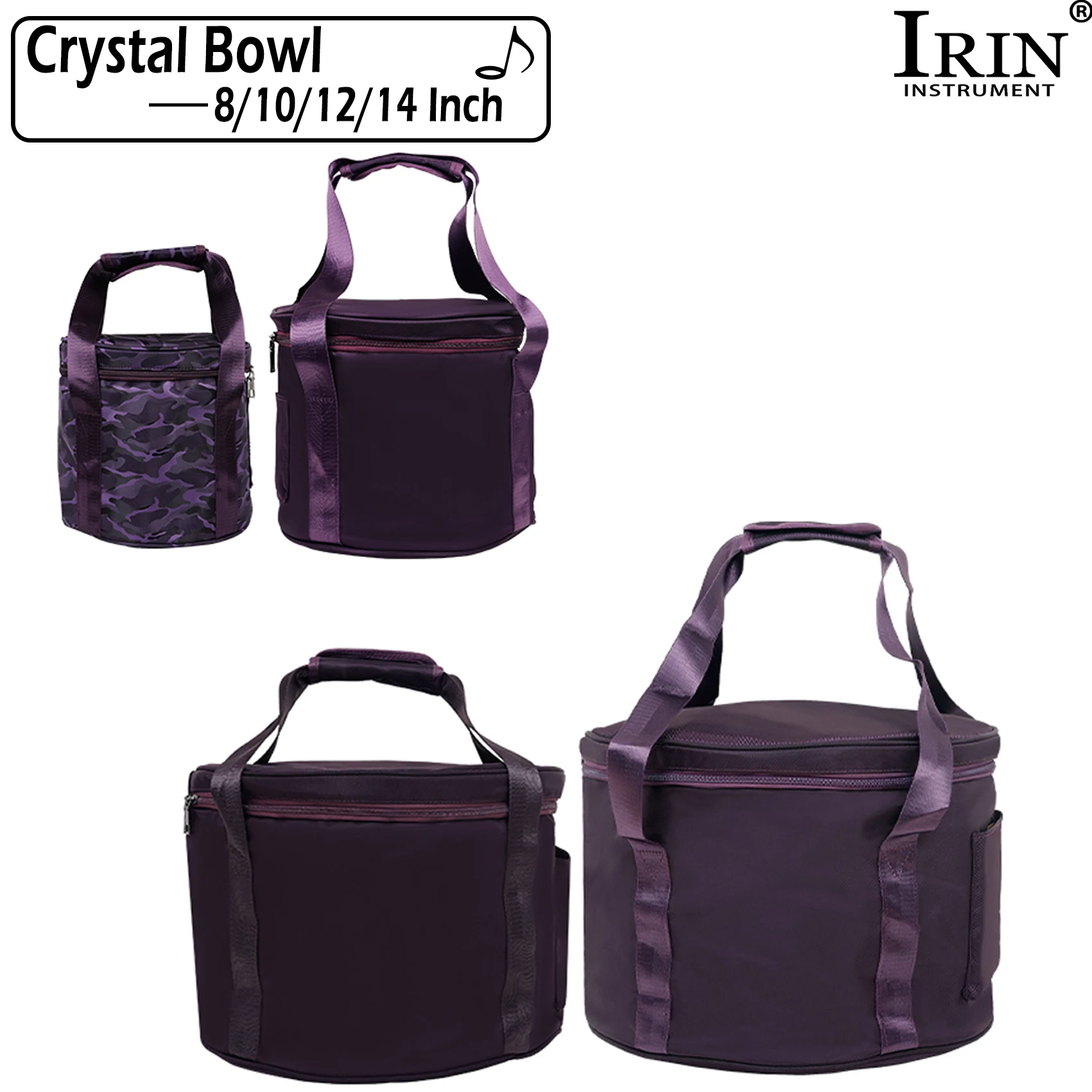 

Женская Хрустальная чаша IRIN, фиолетовая чаша для пения, Сумочка 8/10/12/14 дюймов, сумка для хрустальных мисок, специальные аксессуары для перкуссионного инструмента