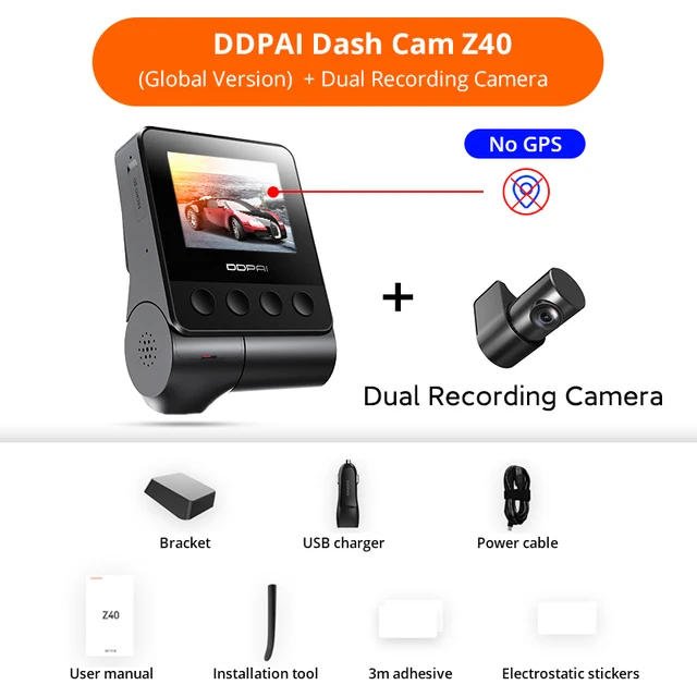 DDPAI Z40 Dash Cam Autocamera Recorder Sony IMX335 1944P HD Video GPS Tracking 360 Rotatie Wifi DVR 24H Parkeerbeschermer