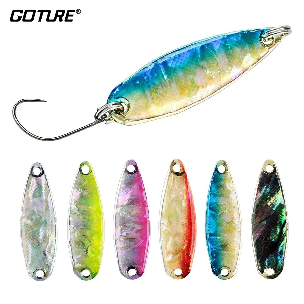 Goture New Micro Fishing Spoon Lure Spinner Hard Artificial Bait for Trout  Perch Fishing, 2pcs/pack, 3cm 2.8g or 3.5cm 4g