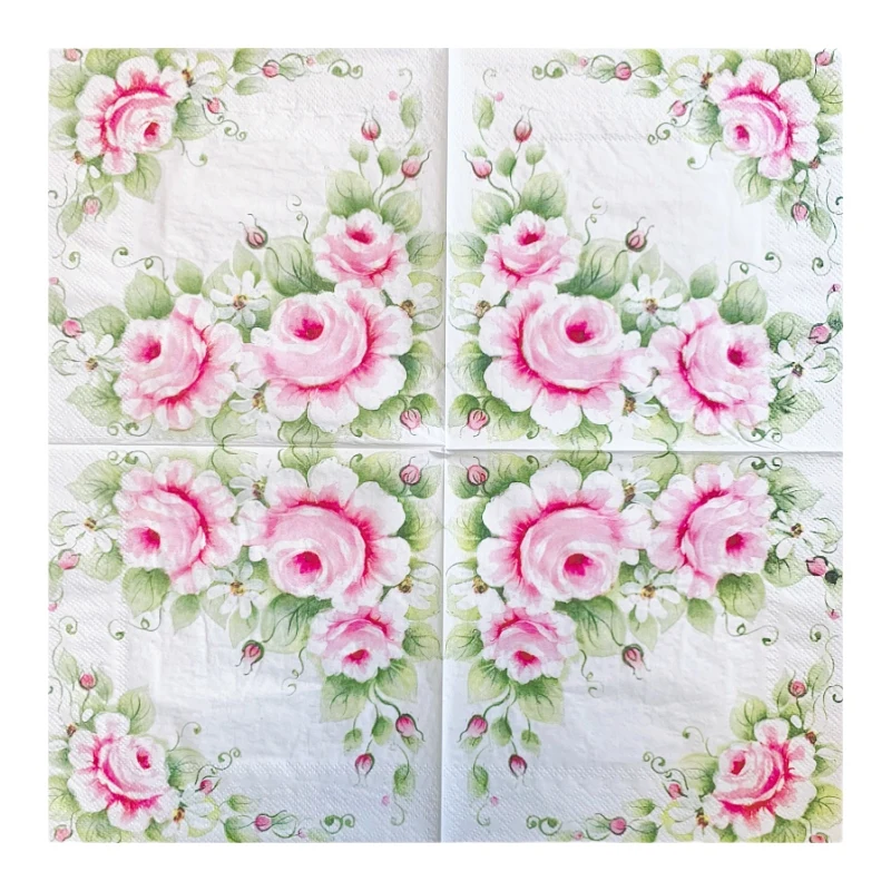 20Pcs/Pack Vintage Floral Table Decoupage Paper Napkins Flower Napkin Paper Tissue for Wedding Party Supplies